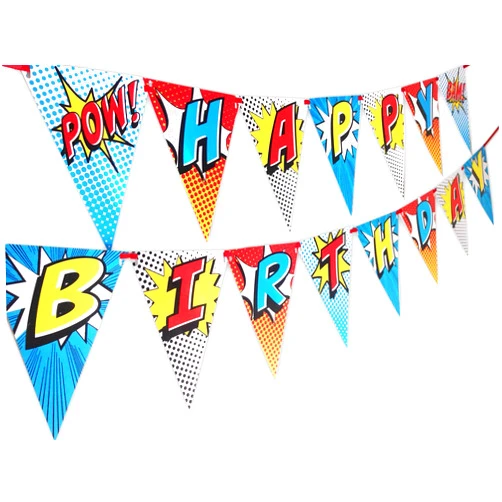 POP parties Superhero Red Happy Birthday Banner Pennant