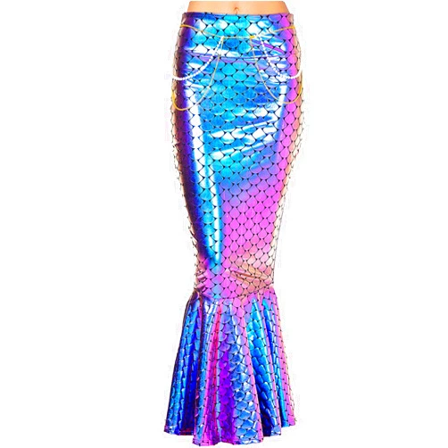 Yeselect Women's Mermaid Skirt Dresses, Costume Lingerie Halloween Fancy Sequins Long Tail Dress with Asymmetric Mesh Panel