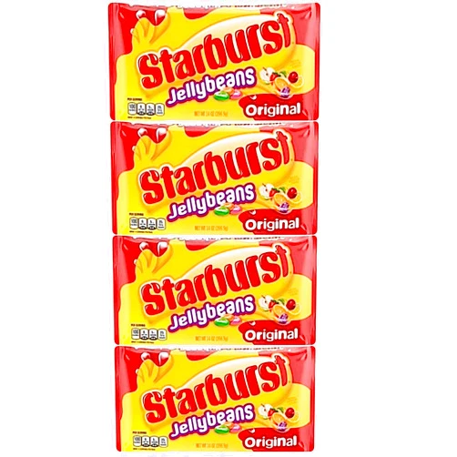 Smiling Sweets Original Starburst Jelly Beans Flavors, Fun to Share with Friends and Family, Ideal for all Holidays and Any Time of the Year (Pack of 4-14) oz Bags