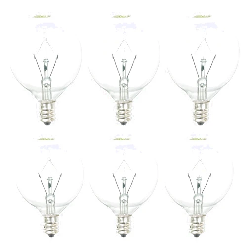 Snnalosses 40W Light Bulbs,Wax Warmer Bulbs,E12 Candelabra Base 120 Volt Round Light Bulbs for Full Size Scentsy Warmer,Wax Melt Warmer,Chandelier Table Lamp Wall Sconces,Soft Warm White,G50/120V,6 Packs
