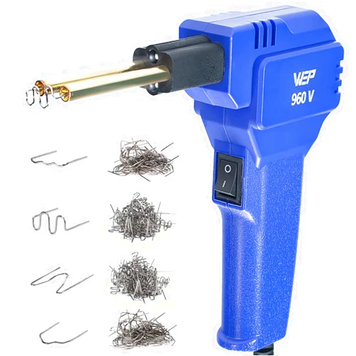 WEP 960-V Plastic Welder Kit 110V with LED Lights with 200 Hot Staples and Pliers for Car Bumper Plastic Welding, Plastic Gas Tank Repair, a Great Automotive Tools for Mechanics