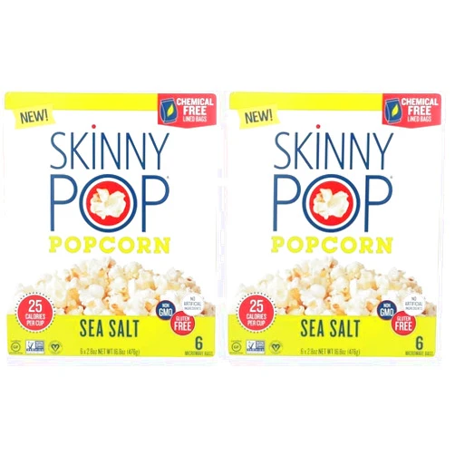 SkinnyPop Skinny Pop Sea Salt Microwave Popcorn, 16.8 OZ (Pack of 2)