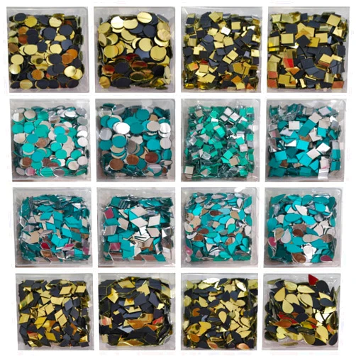 Teraiya's 12 Shapes Mirrors for Lippan Art Work and Art Craft Work (Golden + White) 1200 pcs