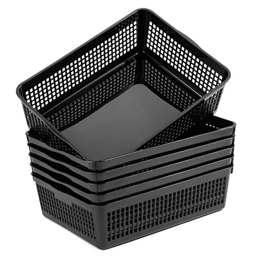 Aebeky A4 Size Plastic Paper Storage Trays,Desktop File Organizer Baskets,6-Packs (Black)