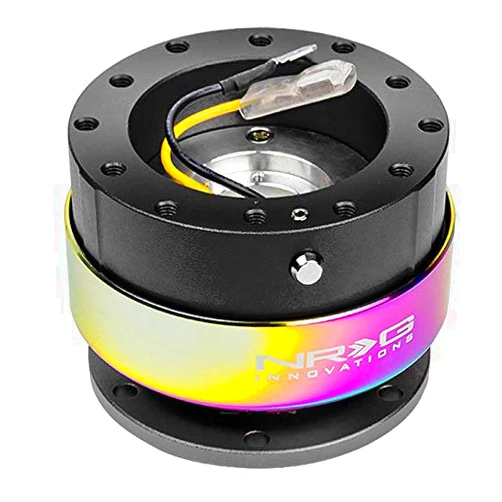 UrMarketOutlet NRG (SRK-200) Black Body/Neo Chrome Ring Aluminum GEN 2.0 Racing Performance Steering Wheel Quick Release Adapter Fit 2-Way 6-Hole Pattern Design