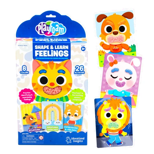 Educational Insights Playfoam® Shape & Learn Feelings - 13 Double-Sided Activity Cards, Preschool Learning Activities, Montessori Learning Toys, Gifts for Ages 3+
