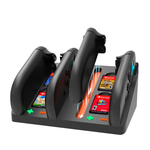ADHJIE Switch 2 Controller Charger, 4 in 1 Charging Dock for Nintendo Switch 2 Controller Charger Station Storage Stand with USB Cable,Black