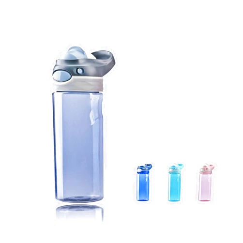DEARART 16oz Grey Water Bottle Small Clear Bottle No Straw, Wide Mouth Easy Clean BPA Free Leak Proof, Has Handle Carry Easily, Suit Sports School Office Yoga Gym Home etc.