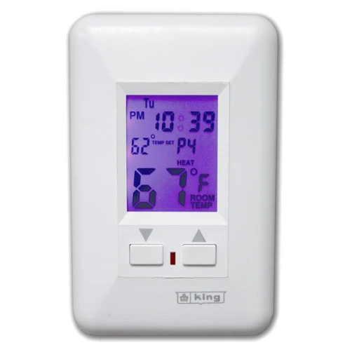 KING ESP120-R MAX22 7-Day Programmable Electronic Line Voltage Thermostat, 3-Wire, 120V, 22A, 120-Volt