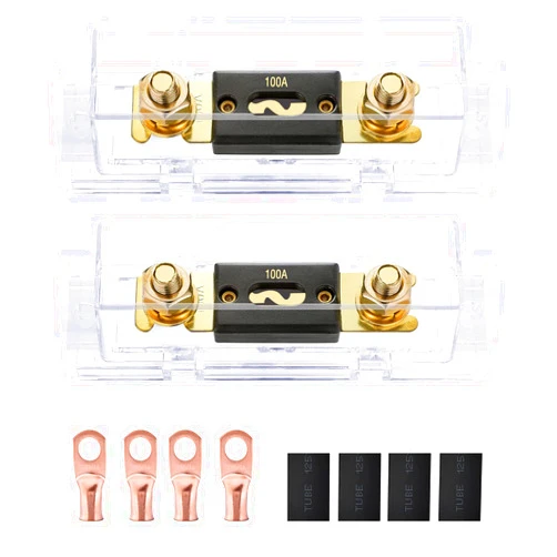 Nilight 2PCS 100A ANL Fuse Holder with ANL Fuse Electrical Protected Insulating Cover 5/16