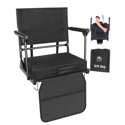 Bsteciar Stadium Seats for Bleachers with Back Support & Armrests, Foldable Stadium Chair with Removable Padded Comfy Foam Cushion, Lightweight Protable Bleacher Seat with Shoulder Strap