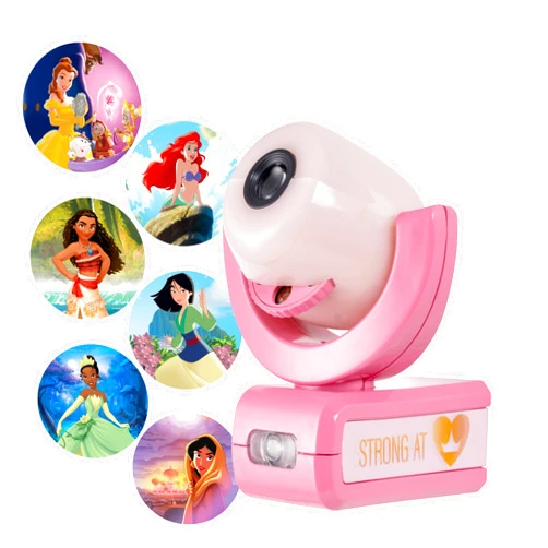 Projectables Disney Princess LED Kids Night Light, Projector, Plug-In, Dusk-to-Dawn Sensor, Belle, Jasmine, Ariel, Moana, Tiana & Mulan, Pink, 11738