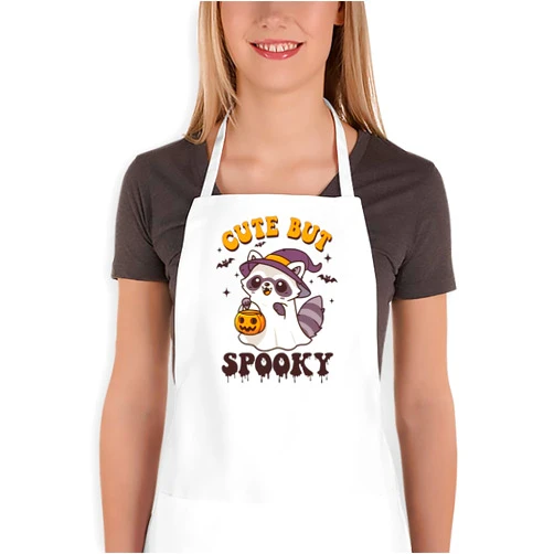 Handmade Halloween White Kitchen Baking Apron | Cuty But Spooky