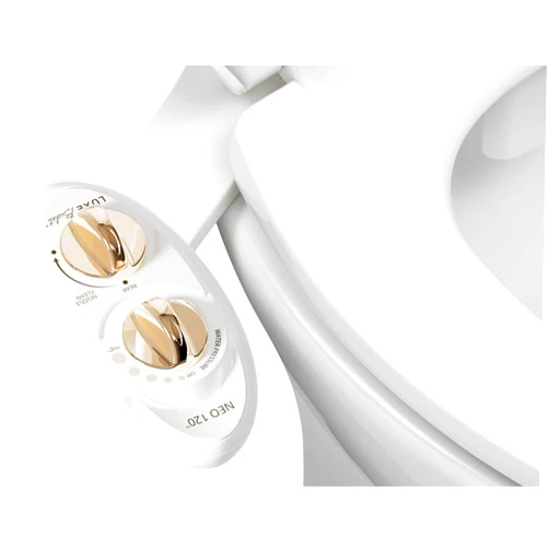 LUXE Bidet NEO 120 - Self-Cleaning Nozzle, Fresh Water Non-Electric Bidet Attachment for Toilet Seat, Adjustable Water Pressure, Rear Wash (Gold)