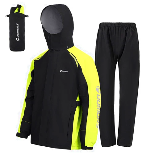 Oumurs Motorcycle Rain Suit For Men & Women Waterproof Motorcycle Rain Gear Fishing Riding Golf Working Bike Hunting Camping Rain Coat, Lightweight Nylon Reflective Rain Jacket Rain Pants