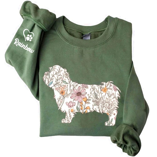 Julyly POD Personalized Dog Mom Floral Sweatshirt, Dog Mom Gift for Women, Pet Owner, Custom Dogs Gifts