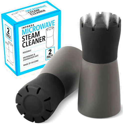 IMPRESA [2 Pack] Black Microwave Steam Cleaner for Quick, Effortless Cleaning – Steam Device for a Spotless Microwave – Add Vinegar & Water to Eliminate Grime & Odor - Oven Cleaner