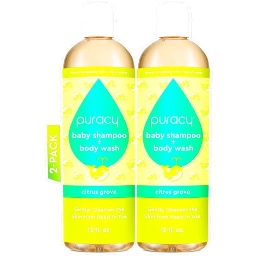 Puracy Shampoo & Body Wash for Children - Perfect Skin, Pure Ingredients with 12 Fruit & Vegetable Extracts for Silky Smooth Skin, Gentle Citrus Grove Aromas, 98.8% from Mother Nature, 12 Fl Oz (2-Pk)