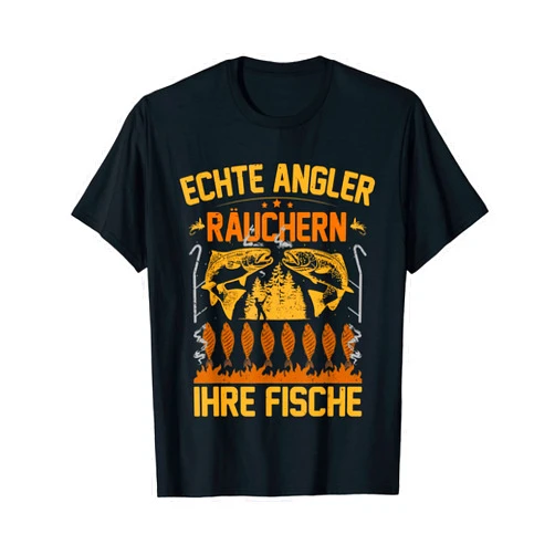 Kleidung zum Angeln & Jagen Für Jäger & Angler Mens Fishing saying real angler smoking your fish smoked fish T-Shirt
