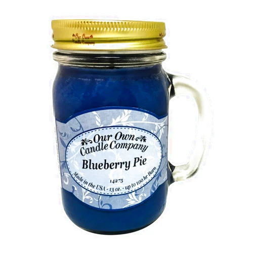 Our Own Candle Company, Blueberry Pie Scented Mason Jar Candle, 100 Hour Burn Time, Made in The USA - 13 Ounces