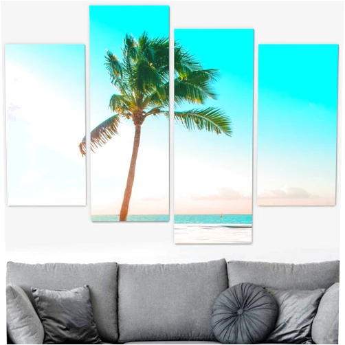 SIGNLEADER Lone Palm Tree Canvas Wall Art Bedroom Multicolor Nature Neon Photography Trees Tropical Urban Prints Wall Art - 48