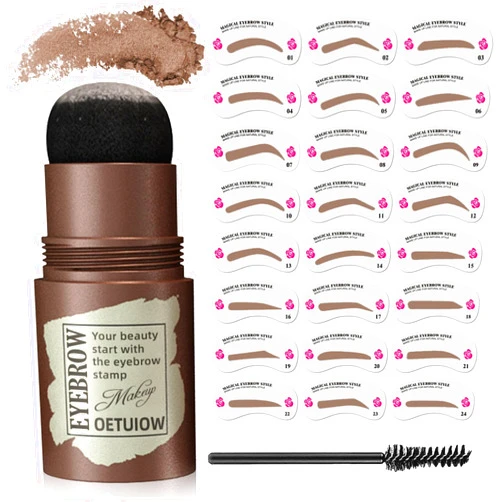 OETUIOW Eyebrow Stamp and Eyebrow Stencil Kit, Eye Brow Stencil Kit for Beginners 24 Reusable and Washable Eyebrow Shaping Kit, Brow Stencil and Stamp Kit Smudge-Proof & Long-Lasting (Medium Brown)