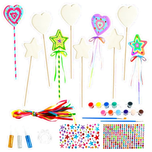 Kuvanspok Princess Wand Craft Set, DIY Wooden Star Magic Wand Children, Fairy Wand Wand Set for Girls,Gift,Children's Birthday