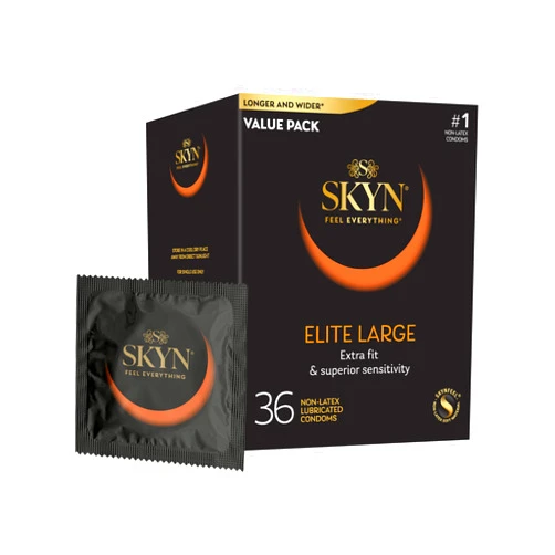 SKYN Elite Large Condoms – 36 Count – Ultra-Thin, Lubricated Latex-Free Condoms, Longer and Wider for a More Comfortable Fit