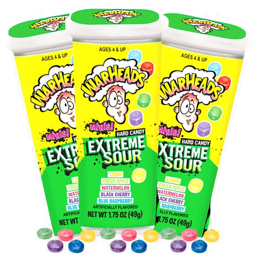 Sweetzo Warheads Minis Extreme Sour Hard Candies, Assorted Fruit Flavors, 1.75 Ounces (Pack of 3)