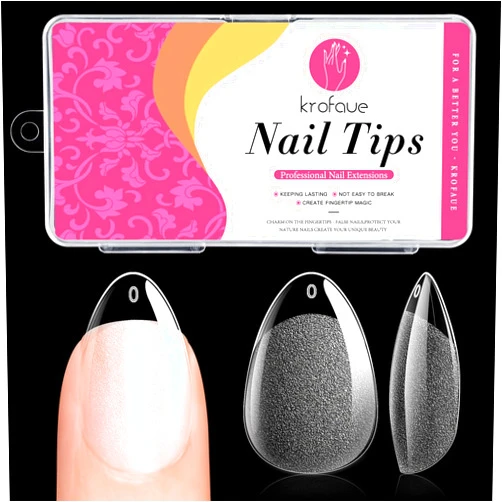 krofaue Almond Nail Tips: 240Pcs Extra Short Almond Nail Tips 12 Sizes Pre-Shaped Half Matte False Clear Nails with Box Press on Acrylic Nails for Nail Extensions Soft Gel Nail Tips Art Salon DIY