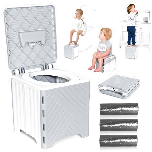 Orzbow Portable Potty Seat for Toddler Travel, Foldable Potty Training Seat with Storage Bag for Boys and Girls 18+ Months, Includes Disposable Potty Bags - Toddler Travel Essentials, Grey