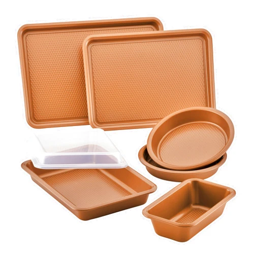 Ayesha Curry Kitchenware Bakeware Nonstick Baking Cookie, Loaf, Cake Pan Set, 7-Piece, Copper