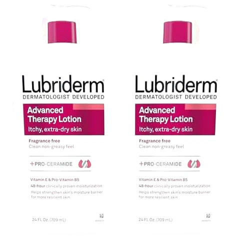 Lubriderm Advanced Therapy Moisturizing Lotion with Vitamins E and B5, Deep Hydration for Extra Dry Skin, Non-Greasy Formula, 24 fl. oz (Pack of 2)