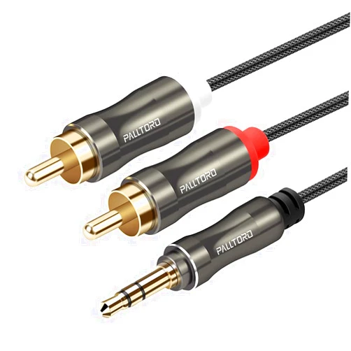 PALLTORO 3.5mm to 2 RCA Cable, [Dual Shielded Gold-Plated] Nylon Braided AUX Male to 2RCA Male Stereo Audio Adapter Coaxial Cable (3m/9.8ft)