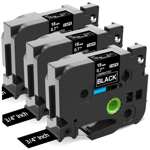 Label KINGDOM TZe-345 18mm White on Black Replacement for Brother TZe345 TZe Tz Tape 18mm 0.7 Laminated Black Label Tape 3/4