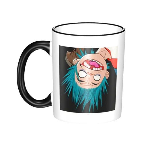 Generic Gori-llaz Edge Colored Ceramic Mug, Cylindrical Cup Body Black
