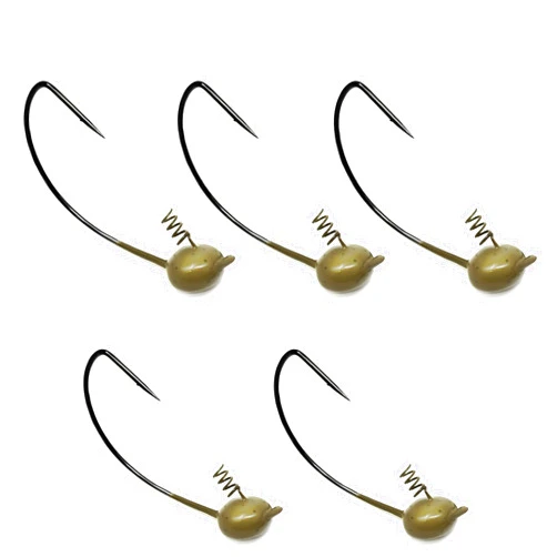 Reaction Tackle Tungsten Shaky Head Jigs for Bass Fishing - Premium Fishing Hooks, Ideal Shaky Head Jig to Catch Big Bass and other Fish (5-Pack)