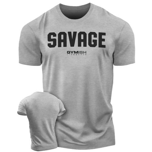 Gymish Lifestyle Savage Men's Workout Shirt for Men, Gym Funny Deadlift Lifting T-Shirt