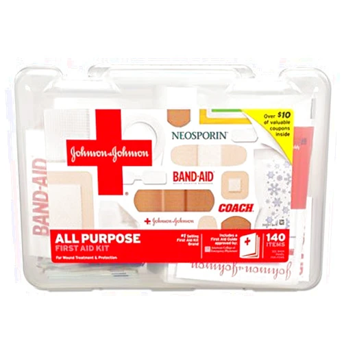 Johnson & Johnson 3009 All Purpose First Aid Kit, 140 Pieces, Plastic Case