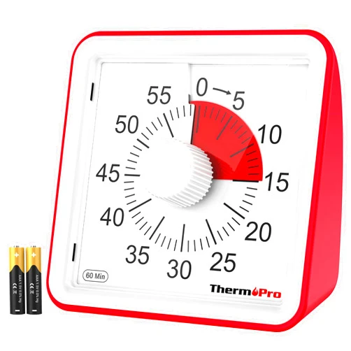 ThermoPro Kitchen Timer for Cooking, Visual Timer for Kids with Alarm & Silent Operation, Digital Timers for Classroom Teacher, 60-Minute Countdown Time Management Tool for Study, Egg, Exercise, Oven