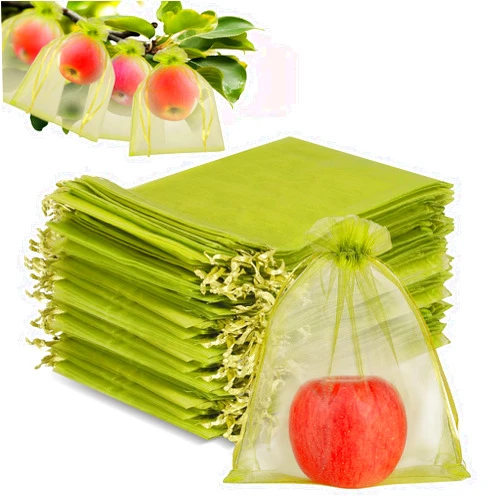 Verdenu 200pcs Fruit Protection Bags, 6×8 Inch Fruit Bags for Fruit Trees with Drawstring, Reusable Fruit Netting Bags for Fruit Trees, Fruit Cover for Orchard Protect from Insect Birds Squirrels
