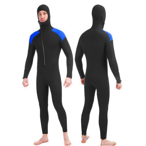 REALON Mens Wetsuit 5mm Full Scuba Diving Suit Front Zipper Hoodie Snorkeling Surfing Kayaking Canoeing Cold Water Wet Suits