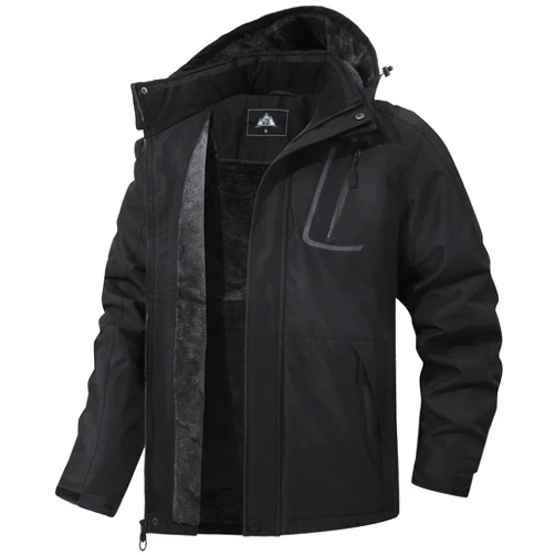 MAOYSSEN Men's Mountain Winter Coat Warm Fleece Ski Snow Jacket Waterproof Raincoat with Hood