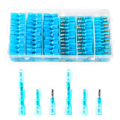 PONFY 200PCS Heat Shrink Bullet Connectors - Female & Male Waterproof Marine Automotive Full Insulated Electrical Crimp Wire Terminals Assortment Kit