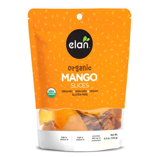 Elan Organic Dried Mango Slices, 4.4 oz, Sulphite-free, No Sugar Added, Non-GMO, Vegan, Gluten-Free, Kosher, Healthy Dried Fruit Snacks