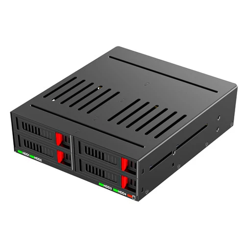 READYXIO 4 Bay SAS/SATA HDD & SSD Hot Swap Cage, 4 Bay Hard Drive Dock for 5.25” Enclosure