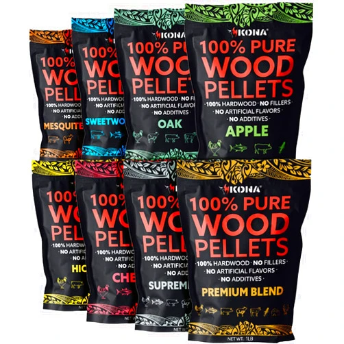 Kona Wood Pellets All Variety Pack, Intended for Ninja Woodfire Outdoor Grill, Wood Fire Oven & Smoker, 8, 1lb Resealable Bags