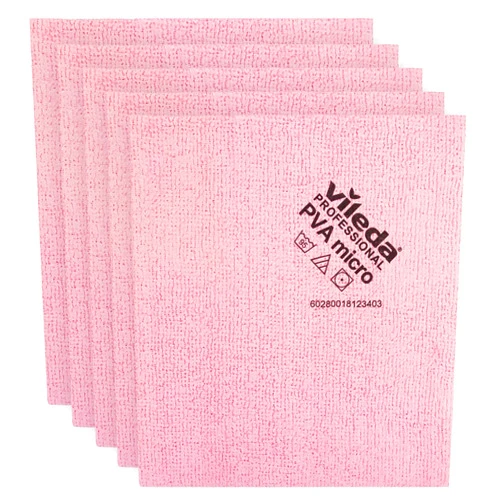 Vileda Professional | PVA Microfiber Cloth Red | All Purpose Cleaning Shammy | Synthetic Chamois Towel | Smooth & Absorbent Materials | 5 Pack