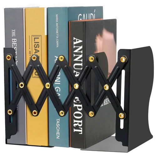 Hossejoy Adjustable Bookends, Heavy Duty Metal Book Ends, Expandable Bookcase Book Holder Stand Shelf Rack for Student Office Book File Organizer Storage, Extends up to 19 inches (Black)