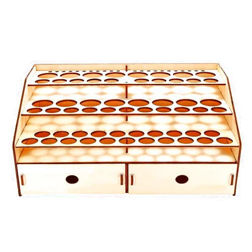 JOYABEST 4 layers Wooden Paint Rack Stand with 58 holes for storing paints, brushes，modeling tools